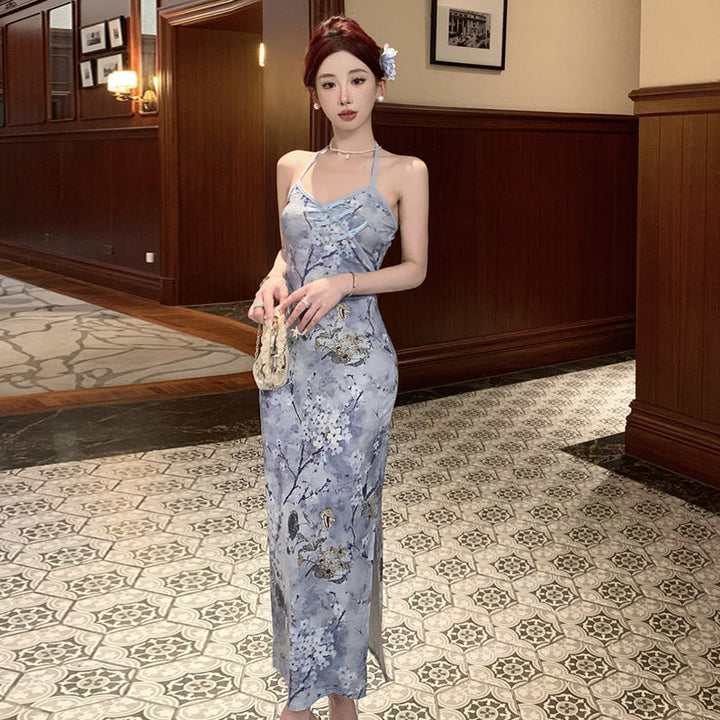 Levoire | Robe Kukka Vintage fleur fente sur le côté robe Couleur