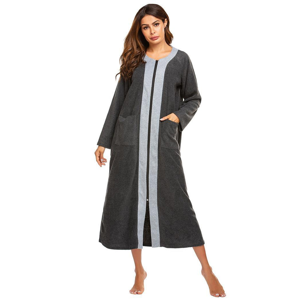 Levoire | Robe de loisirs Bloc de couleur Fermeture éclair Robe à manches longues