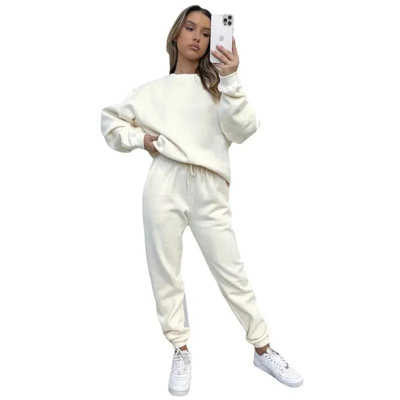 Levoire | Ensemble décontracté et à la mode avec un col rond fixe pour femmes Beige