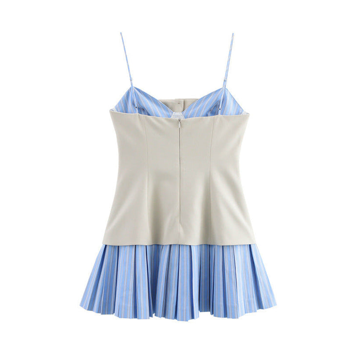 Levoire | Élégant robe à bretelles spaghetti en satin patchwork