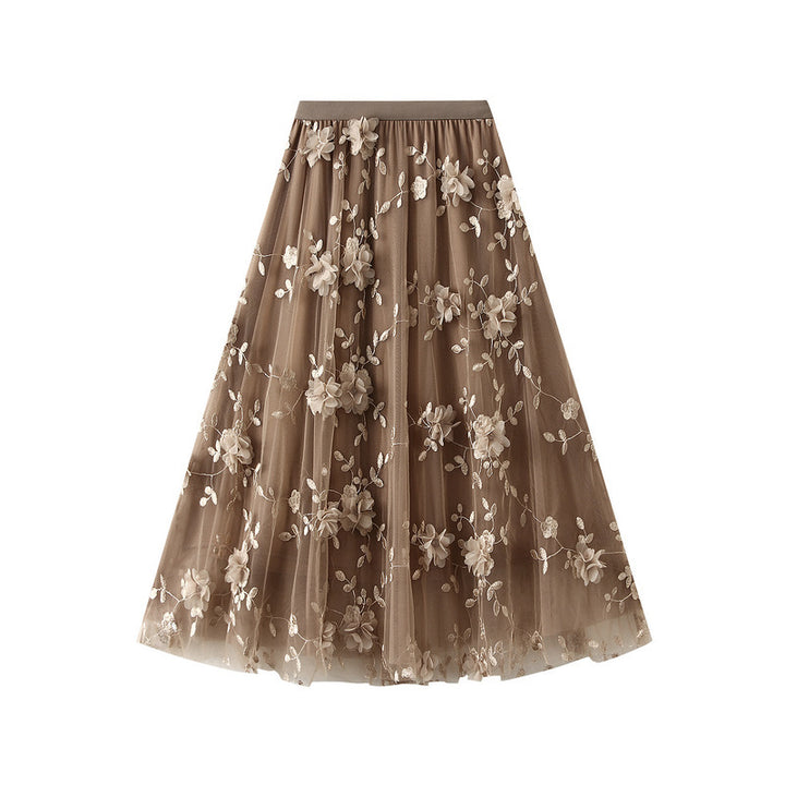 Jupon en tulle pour femmes avec des détails de broderie florale et une taille élastique Levoire