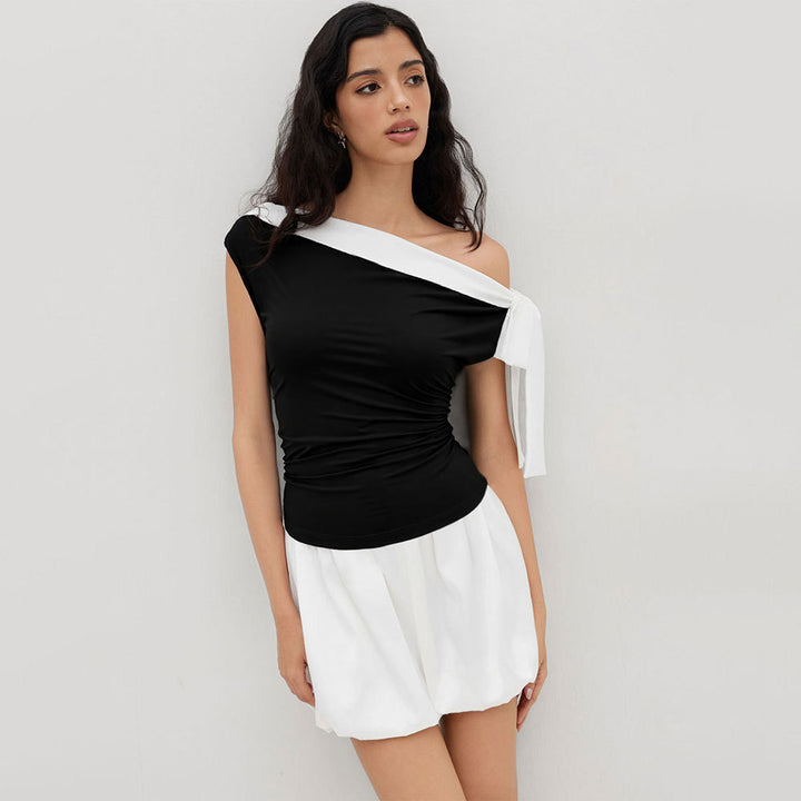 Haut femme avec design épaules dénudées et fermeture nœud ludique Levoire