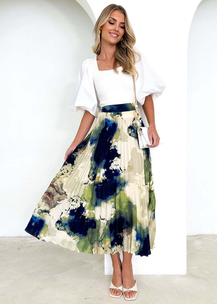 Jupe maxi pour femmes avec détails plissés et design floral Levoire