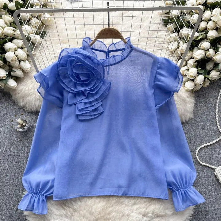Levoire | Dolce Chiffon-blouse à manches bouffantes Lila Taille libre