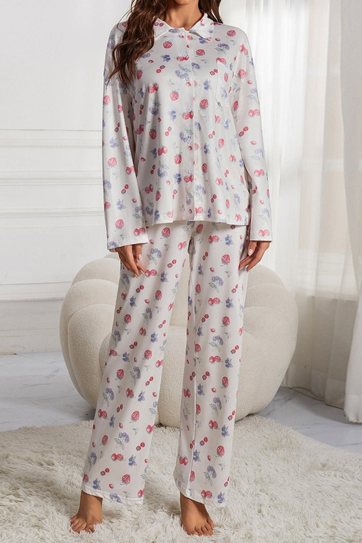 Levoire | Chemise À Manches Longues Pantalon Large Ensemble De Pyjama Blanc