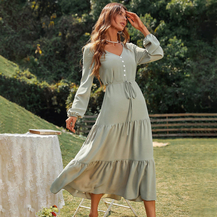 Levoire | Robe mi-longue froissée vibrante pour femmes Vert clair