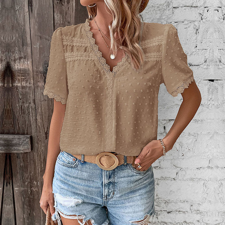 Levoire | Blouse En Dentelle Décontractée Pour Femmes Beige