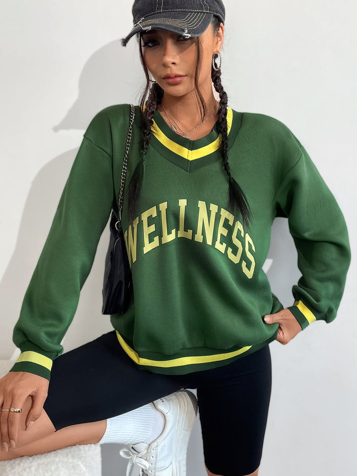 Sweatshirt femme avec col V et imprimé bien-être créatif Levoire