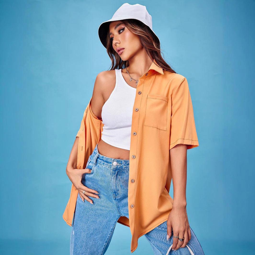Blouse décontractée à manches courtes pour femme avec poches pratiques et coupe élégante Levoire