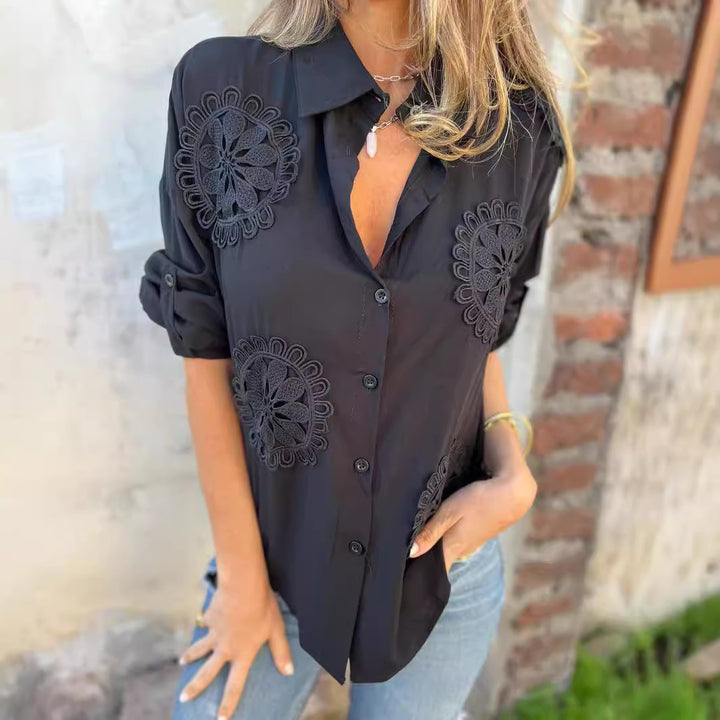 Blouse Élégante pour Femmes avec Application de Dentelle Artistique Levoire