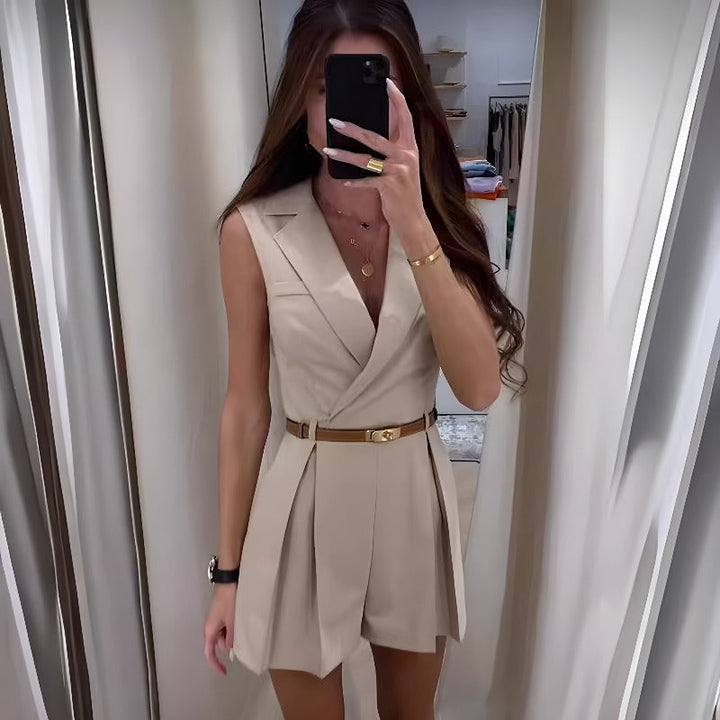 Levoire | Combinaison Sans Manches Élégante Beige
