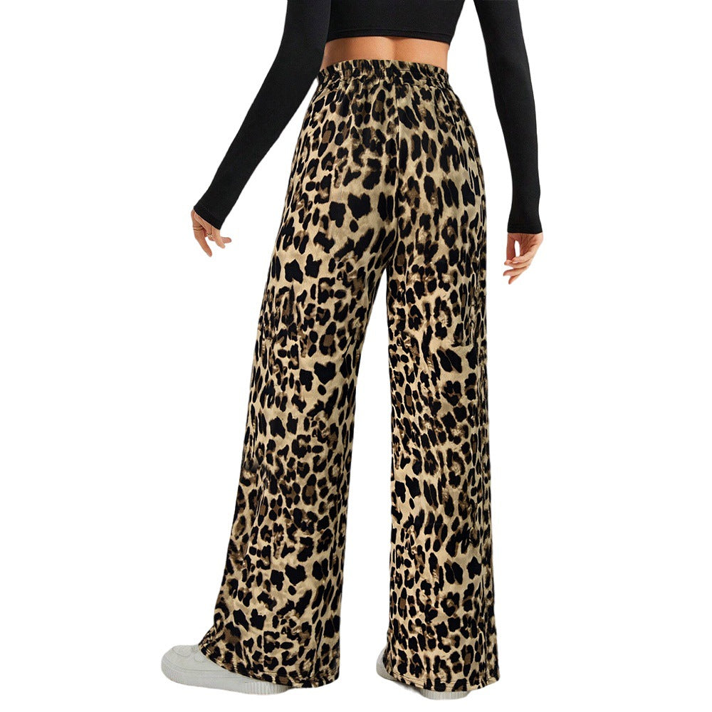 Pantalons palazzo larges pour femmes avec imprimé animal et ceinture élastique confortable Levoire
