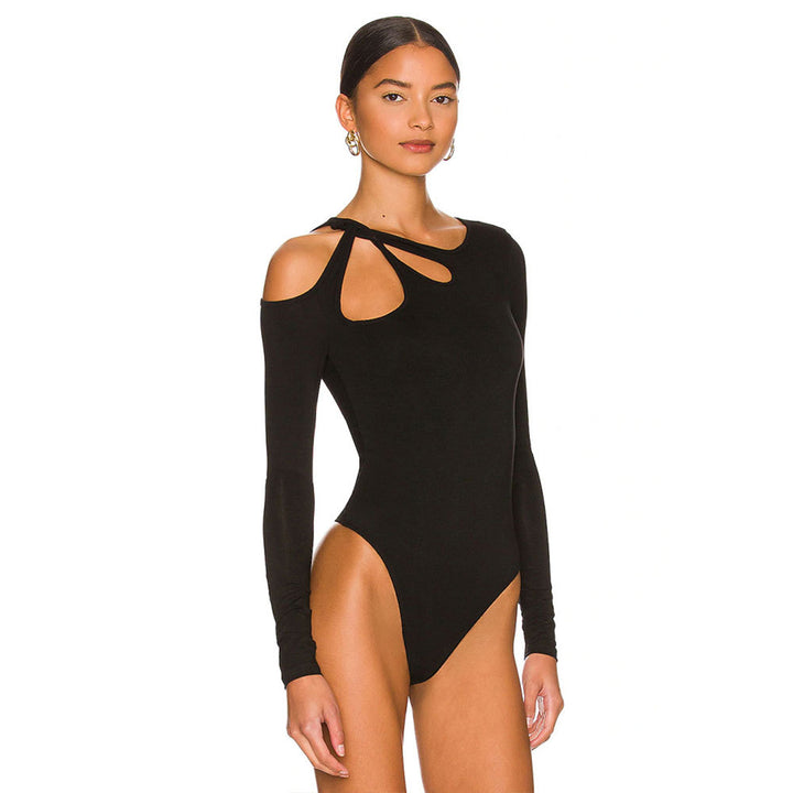 Bodysuit à manches longues pour femmes avec un design découpé à la mode Levoire