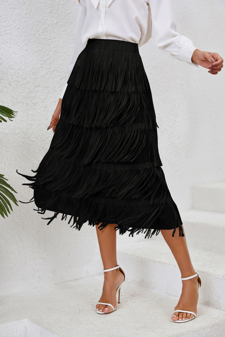 Jupe pour femme avec un design à franges et des couches fluides Levoire