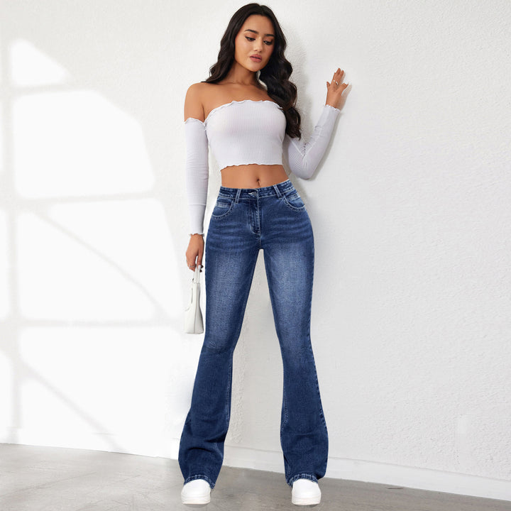 Jeans évasés pour femmes au style vintage avec taille haute Levoire