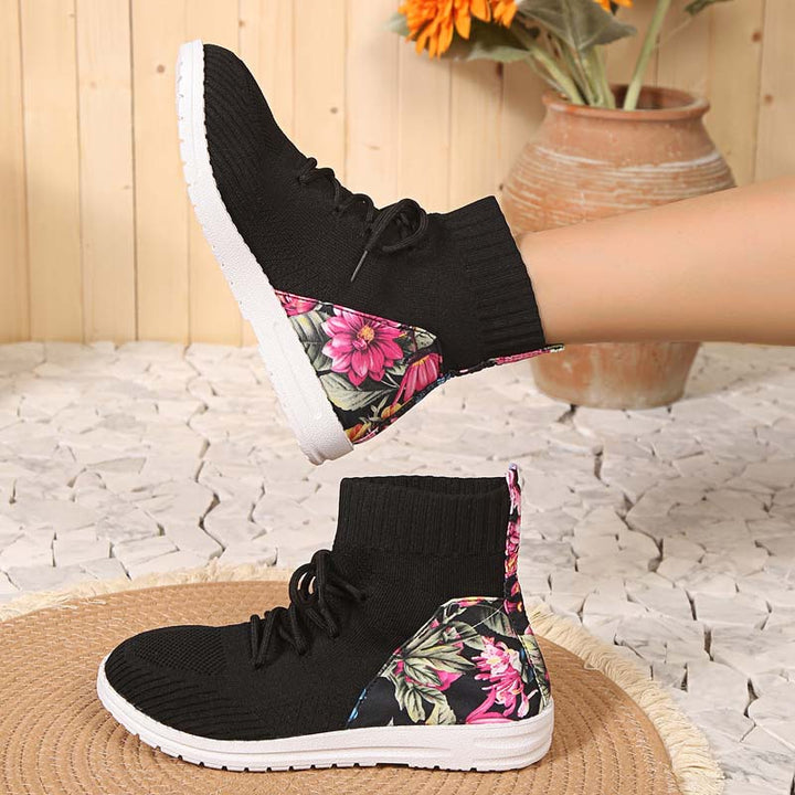 Levoire | Baskets Mixtes Confortables Mi-Longues Avec Détail En Fleurs Sur Le Talon Pour Femmes