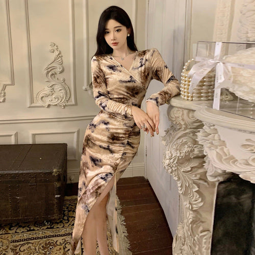 Levoire | Élégant Robe Bodycon en Velours Imprimé