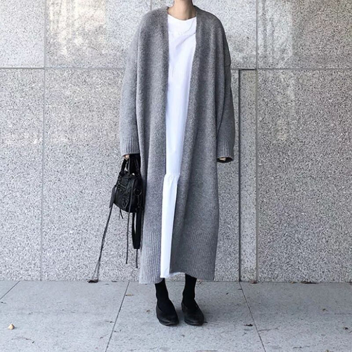 Levoire | Élégant Et Confortable Long Manteau Gris Une taille