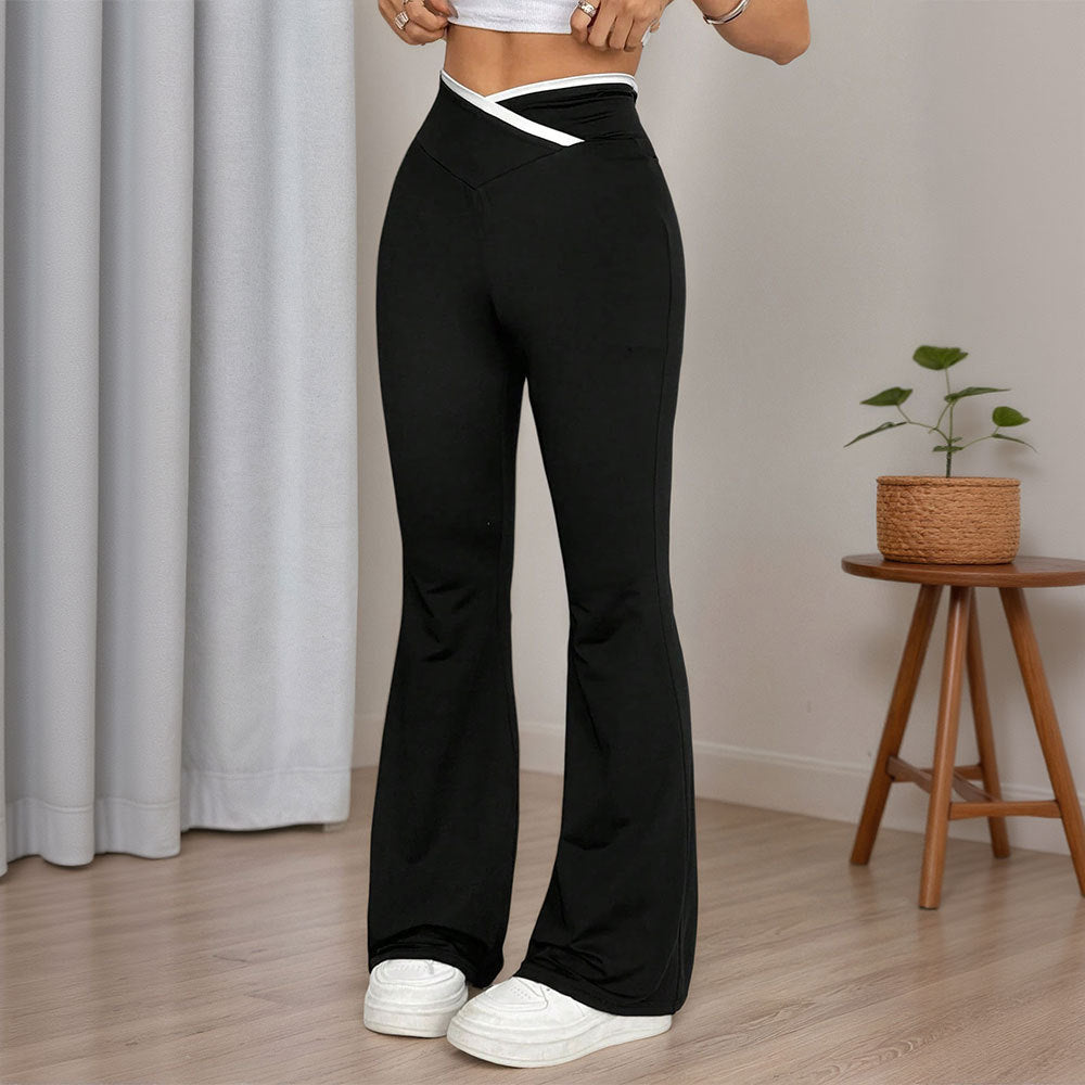 Pantalons de yoga évasés pour femmes avec taille haute et détails de surpiqûres élégants Levoire