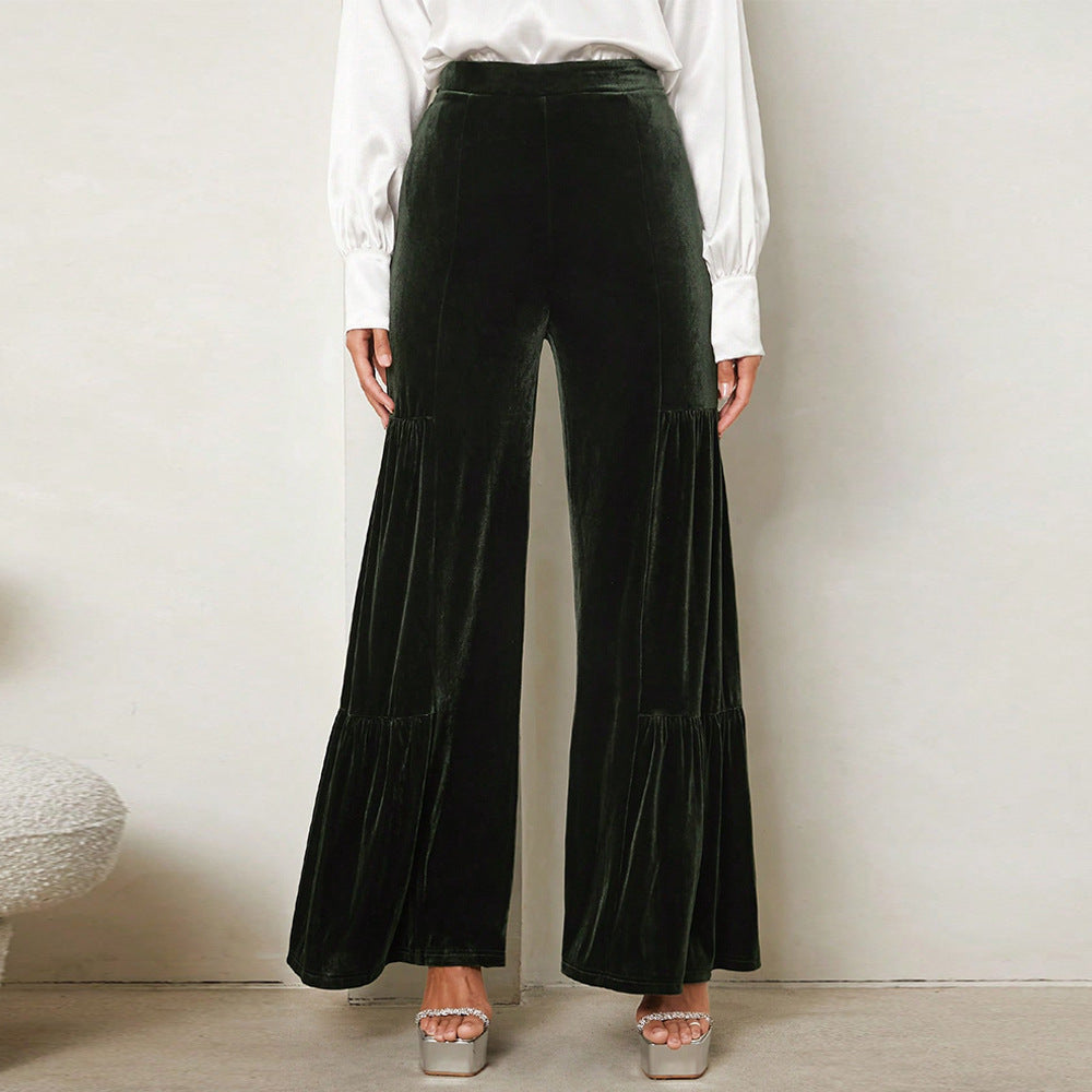 Pantalons larges en velours pour femmes avec détails froncés Levoire