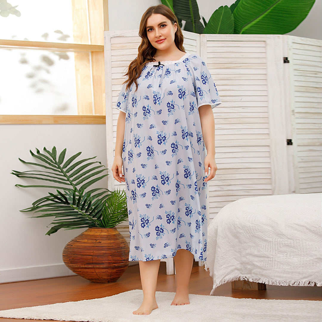 Levoire | Confortable taille plus dentelle ajout impression robe unique