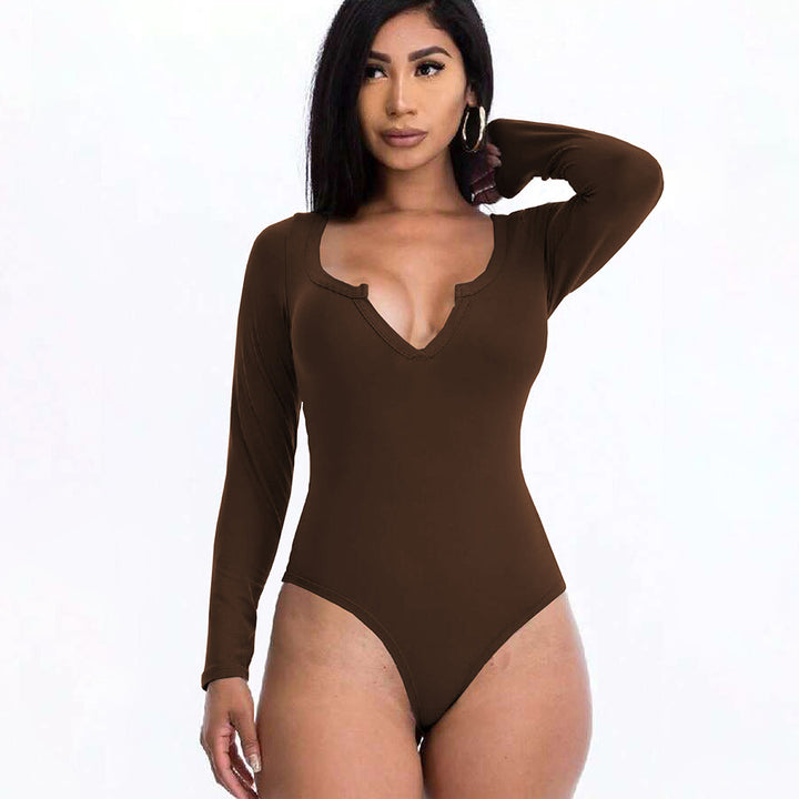 Body femme avec décolleté en V profond et manches longues Levoire