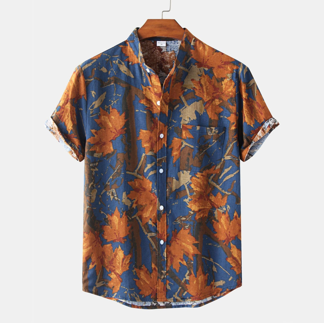 Levoire | Chemise Vive Bleu-orange fleurs