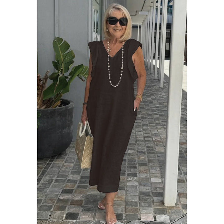 Levoire | Chic Takana Noueur de Col Doux Manche Robe en Coton noir