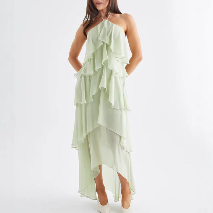 Robe maxi élégante pour femme avec détails de volants fluides Levoire