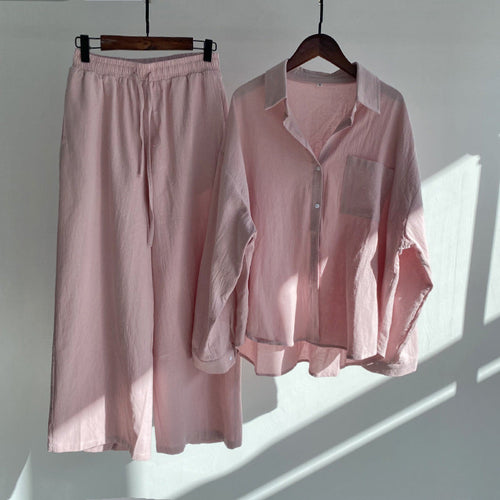 Levoire | Ensemble Chemise Coton Lin Et Pantalon Taille Haute