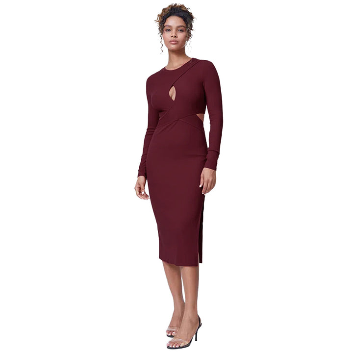 Robe midi élégante pour femmes avec des détails découpés ajustés Levoire