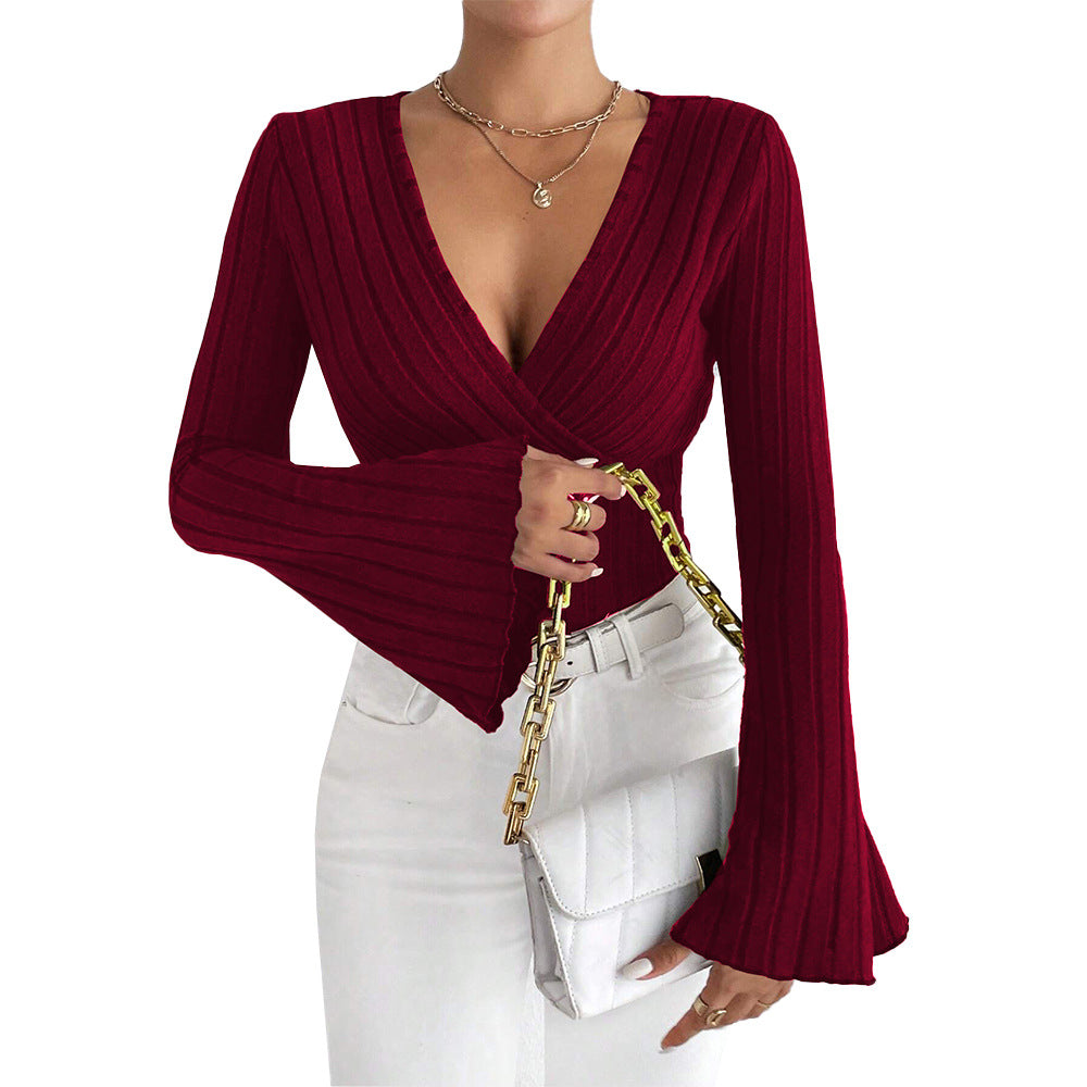 Chemise à manches longues pour femmes avec design enroulé et manches volumineuses Levoire