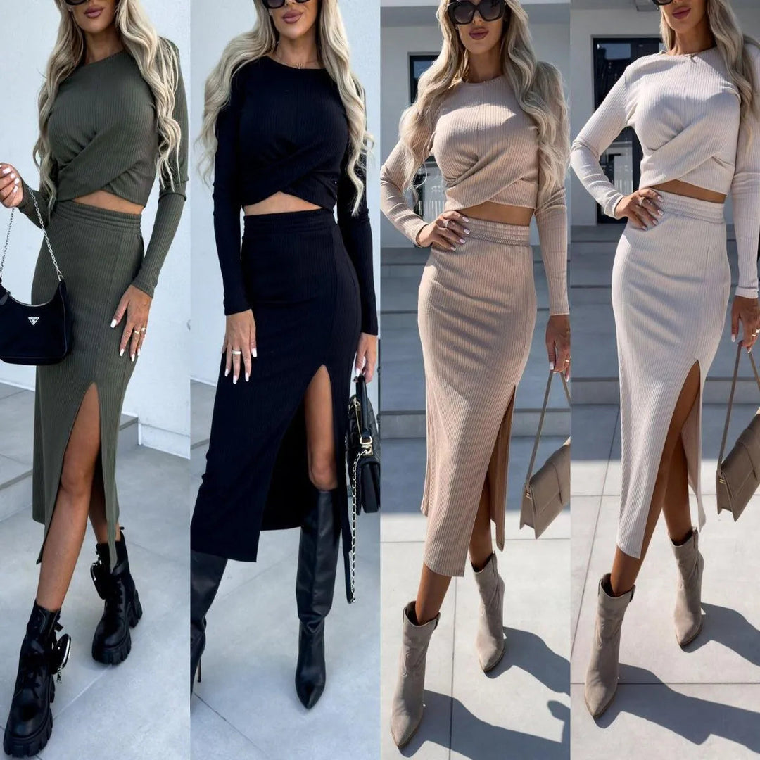 Levoire | Robe femme, composée d'une robe midi avec coupe slim et manches longues.
