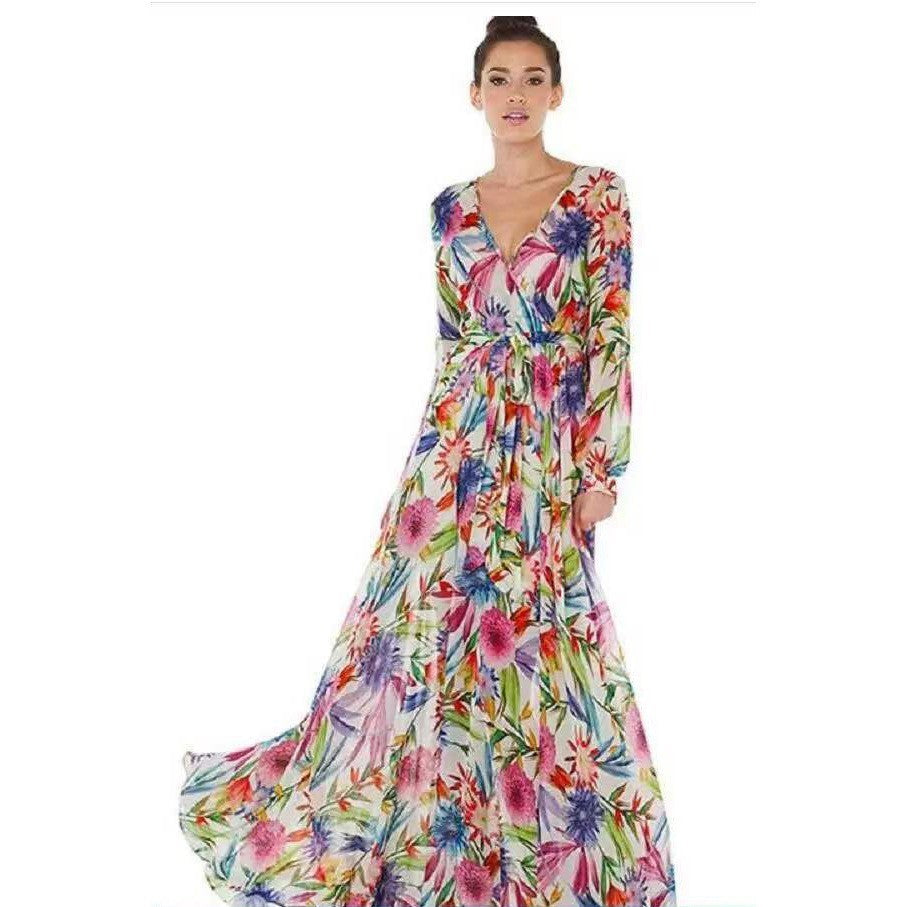 Levoire | Jupe longue imprimée élégante à grande taille Lila Rouge Fleur