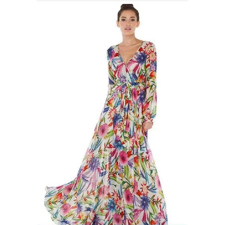 Levoire | Jupe longue imprimée élégante à grande taille Lila Rouge Fleur