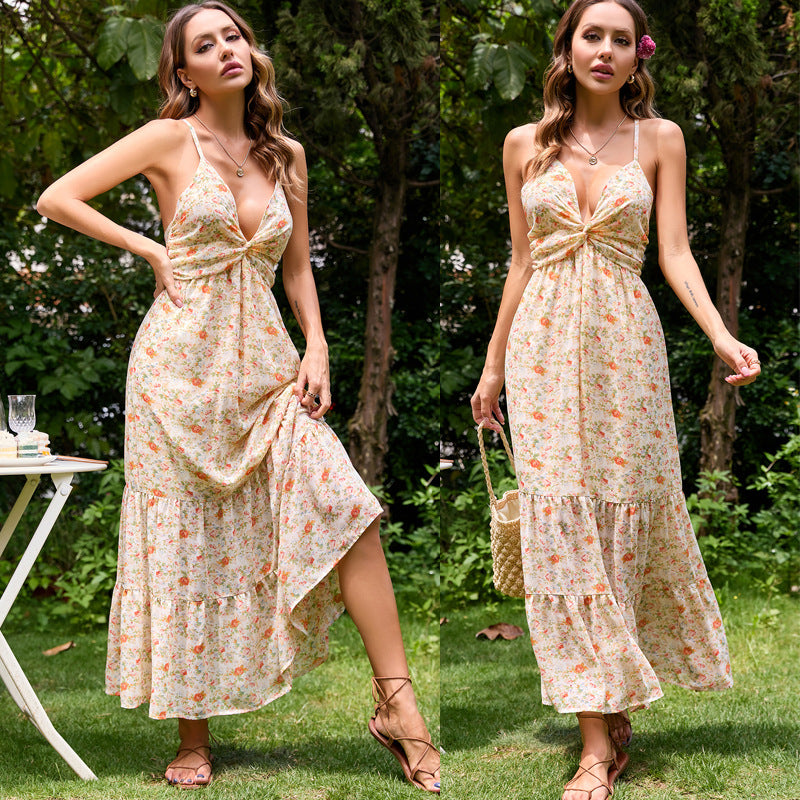 Robe Maxi pour femmes avec un décolleté en V séduisant et une jupe fluide Levoire
