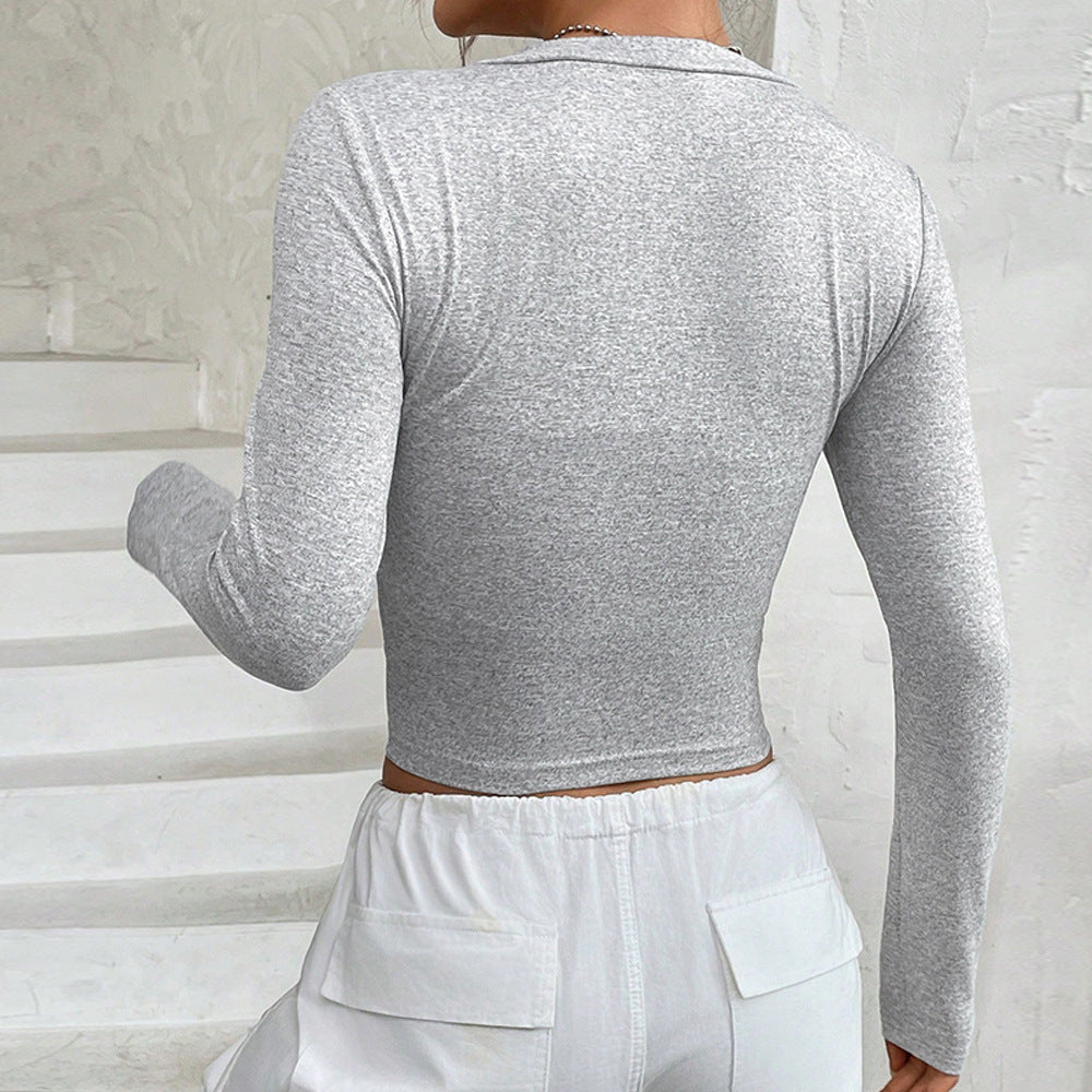 Chemise ajustée à manches longues pour femmes avec col en V et poche poitrine pratique Levoire