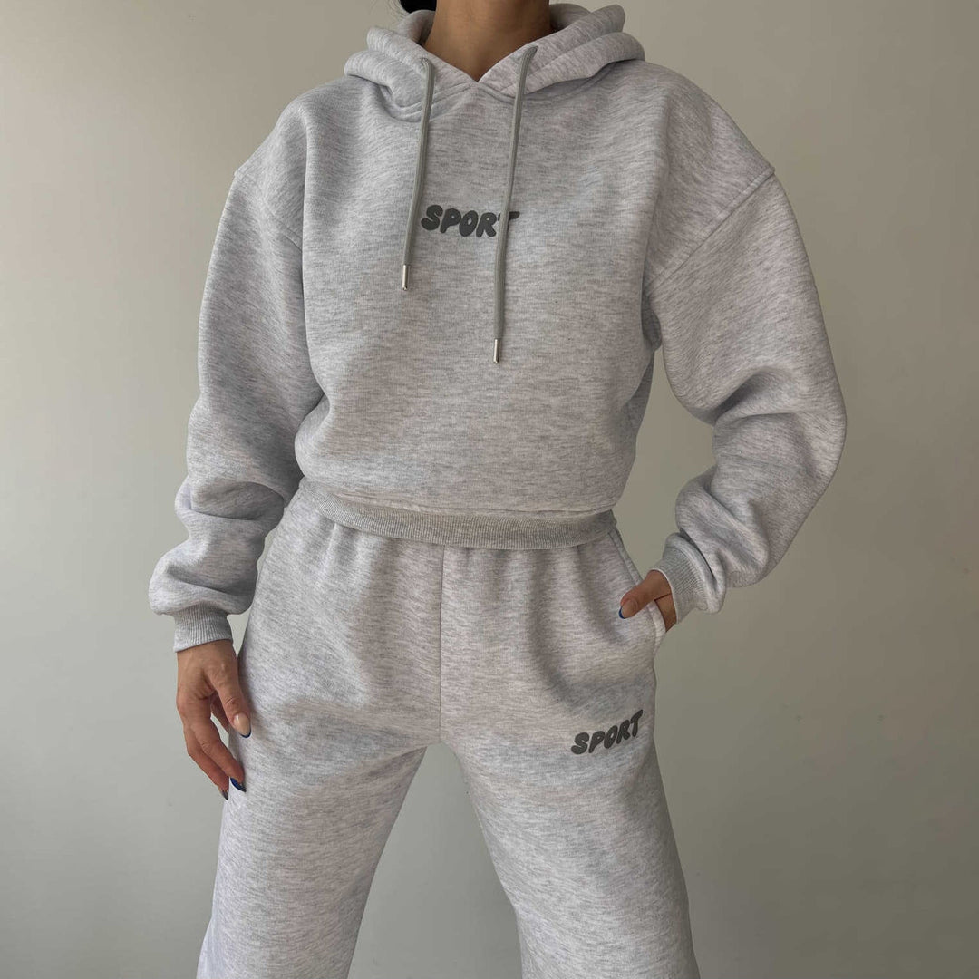 Levoire | Ensemble de Sport à Imprimé Huppari-Tendu-Tendance à Deux Pièces Gris