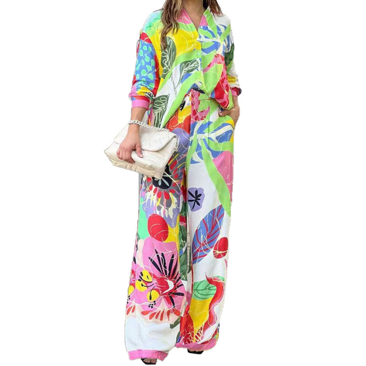 Combinaison élégante pour femmes en deux pièces avec un motif floral coloré et une coupe décontractée Levoire