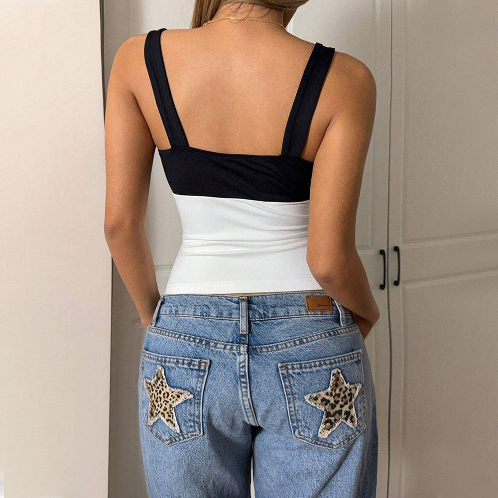 Top court élégant pour femmes avec design asymétrique et couleurs contrastées Levoire