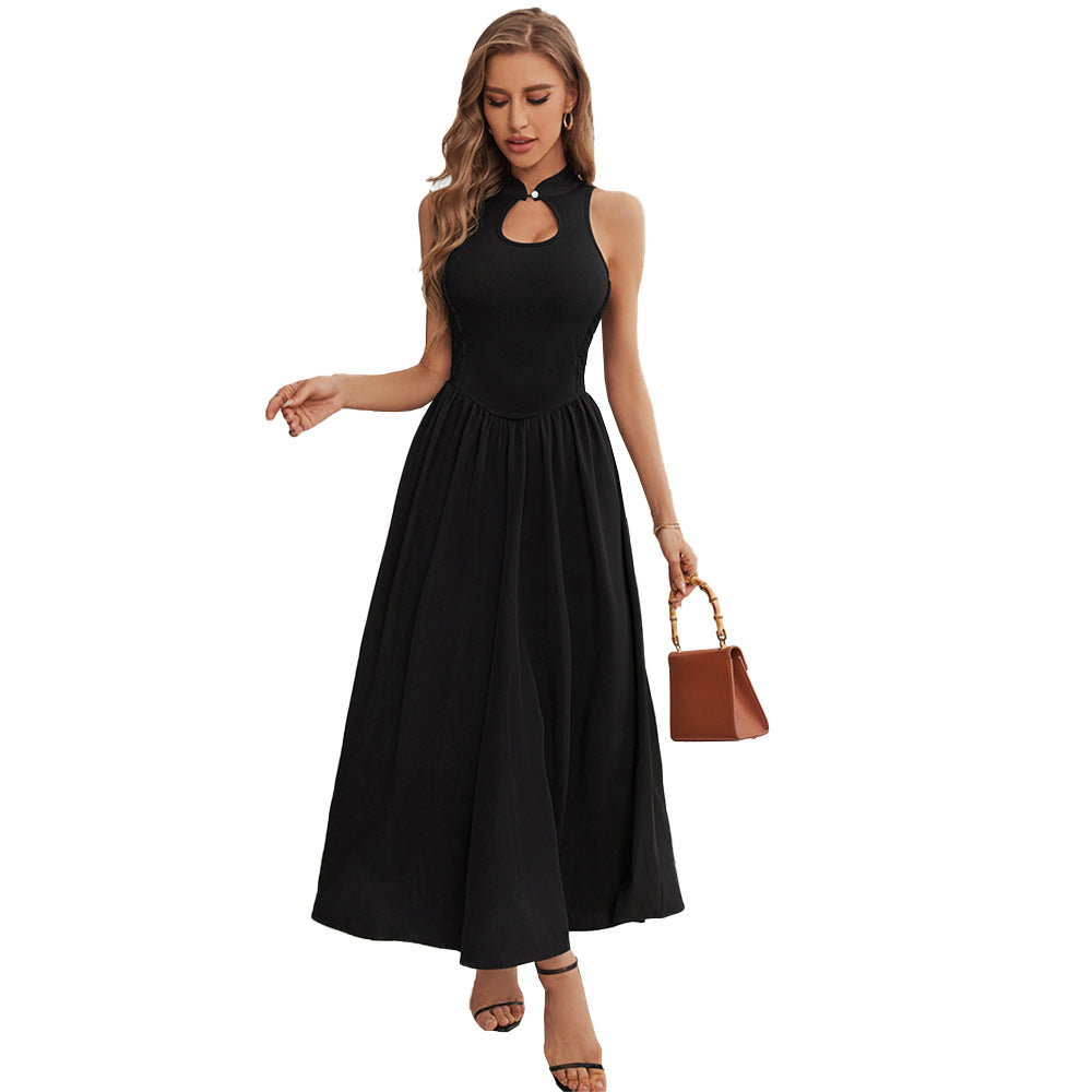 Robe maxi femme avec un col en forme de trou de serrure élégant et une jupe fluide Levoire