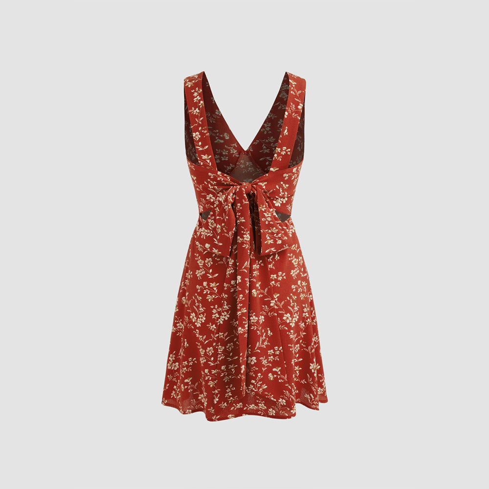 Robe mini florale pour femmes avec décolleté en V profond et coupe moulante Levoire