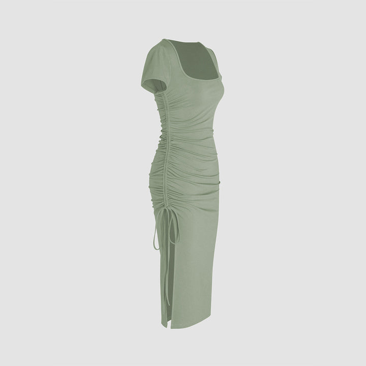 Robe midi moulante pour femme avec fente latérale et détails froncés Levoire