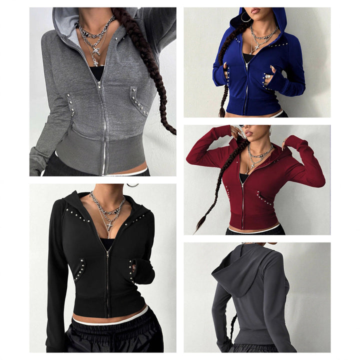 Veste à capuche sportive pour femmes avec des détails décoratifs en strass Levoire