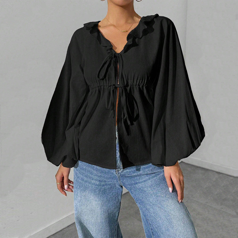 Chemise-blouson pour femme avec des manches volumineuses et des détails en volants Levoire