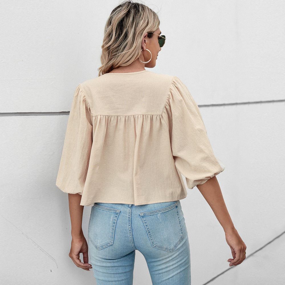 Blouse pour femmes avec des manches larges et un nœud ludique Levoire