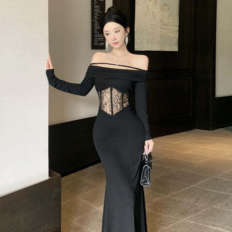 Levoire | Meritähti-Robe À Manches Longues Réductrice De Taille Slim Fit Robe Noir