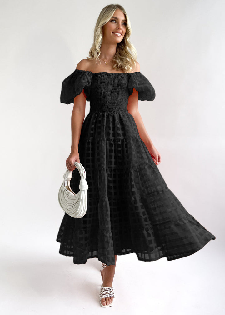 Robe maxi pour femmes avec manches bouffantes et haut élastique Levoire