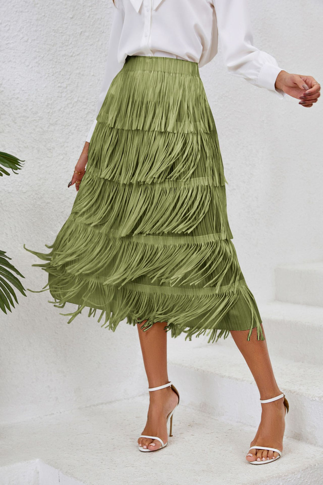 Jupe pour femme avec un design à franges et des couches fluides Levoire