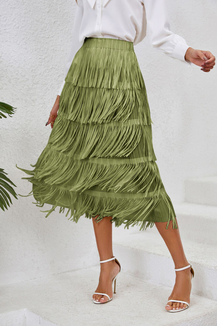 Jupe pour femme avec un design à franges et des couches fluides Levoire